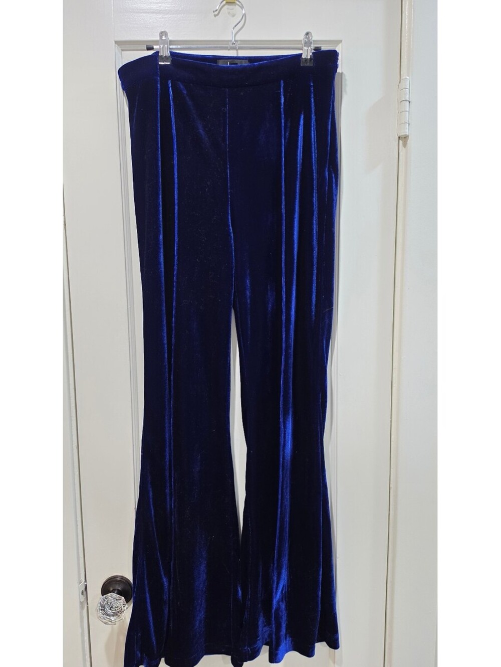 Lulus Women's Navy Blue Velvet Wide Leg Pants Size Large